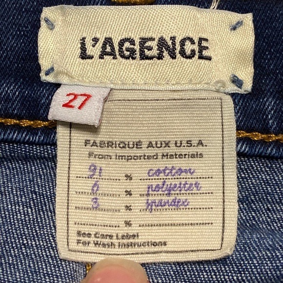 L’AGENCE “Brigitte” Skinny Mid-Rise Jeans Blue Denim Dark Wash Size 27” x 28” - Picture 6 of 15